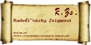 Radvánszky Zsigmond névjegykártya